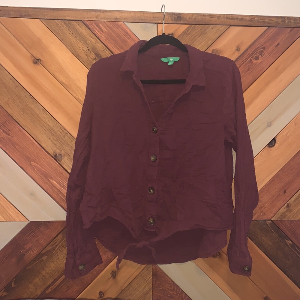 Dip tie front button down long sleeve